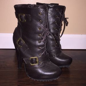 Brown lace up boots